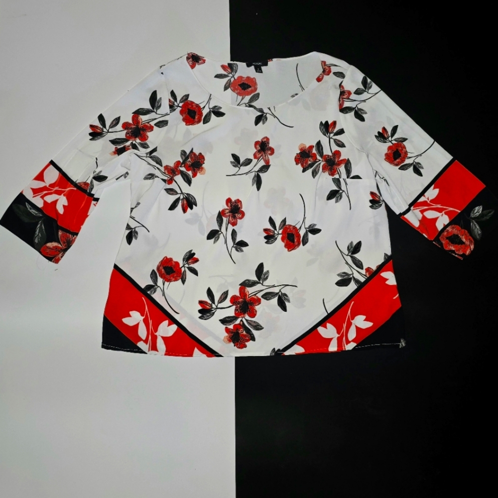 Floral Red and Black Women's Top